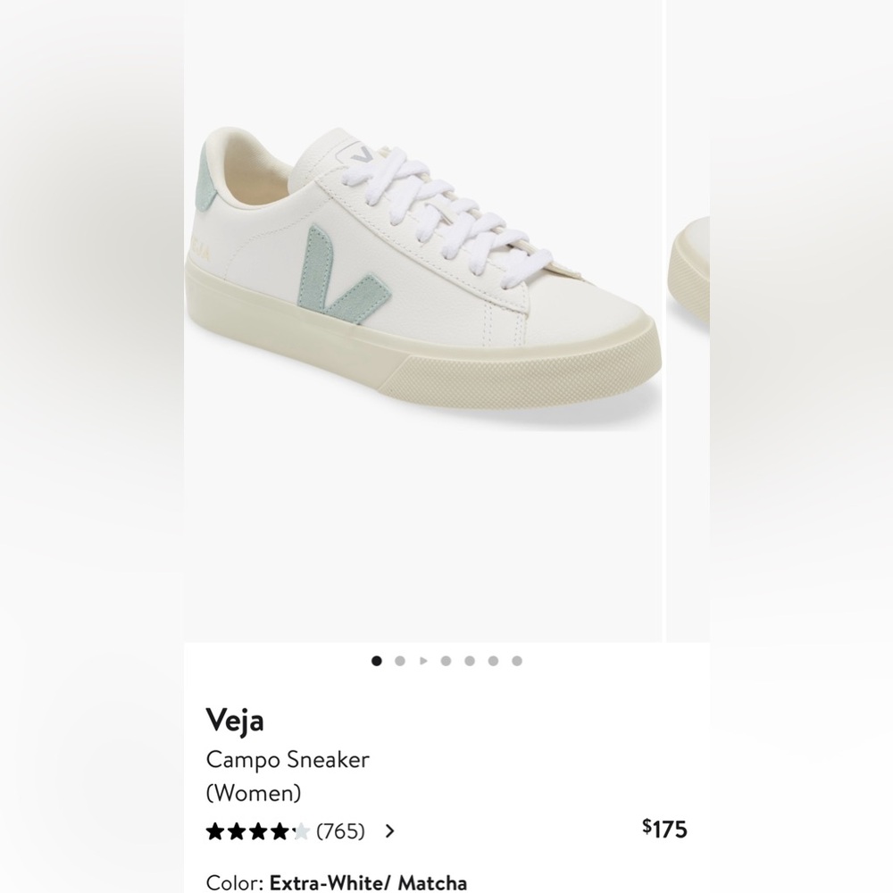 Veja Women's White and Light Green Sneakers